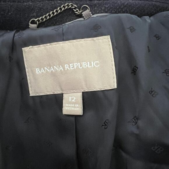 Banana Republic Navy/ Gold Button Wool Lined Winter Pea Coat- 12 - Picture 5 of 11